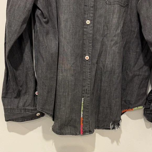 Lisa Todd Charcoal Button Down Shirt with Colorful Trim - Picture 5 of 6